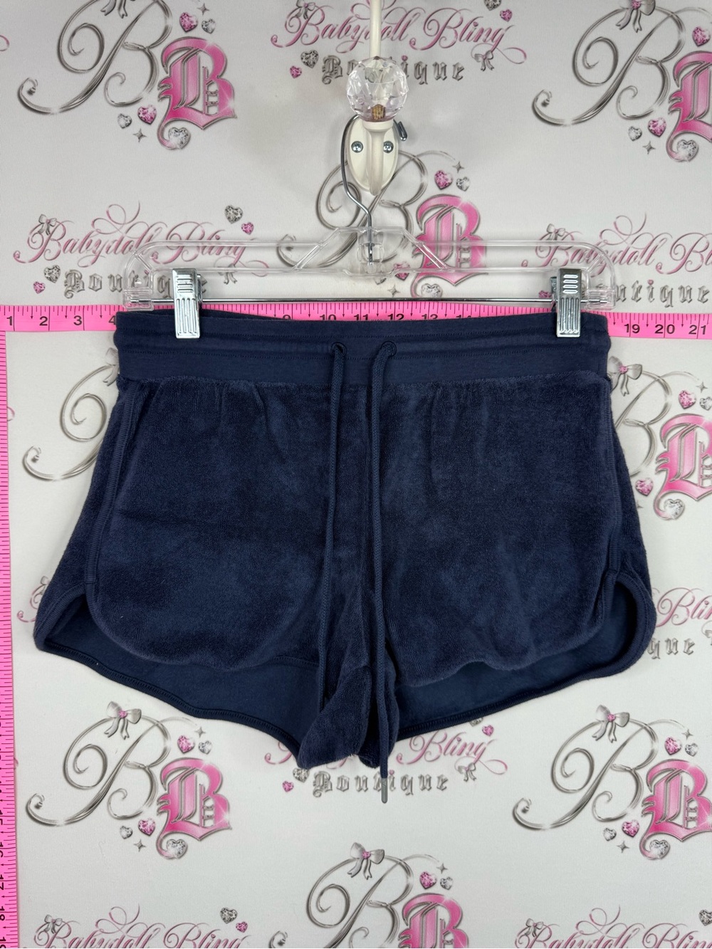 TNA shorts terry cloth Navy Blue Terry Drawstring Athletic Shorts